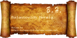 Balassovich Hermia névjegykártya